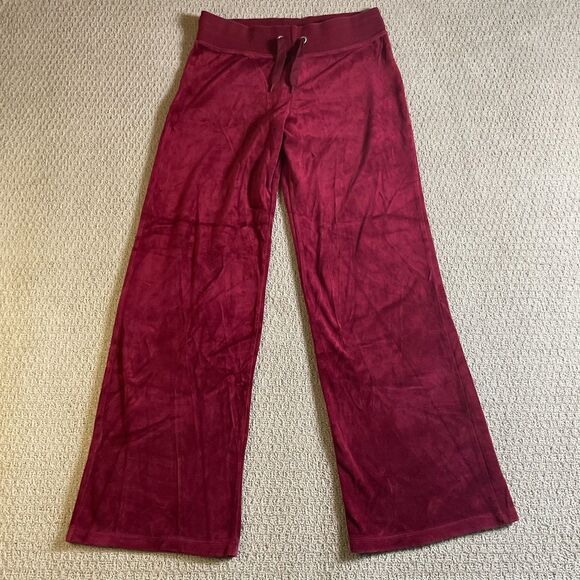 Liz Claiborne Burgundy Velour Lounge Pants |‎ Wide Leg | Size S - Picture 1 of 4